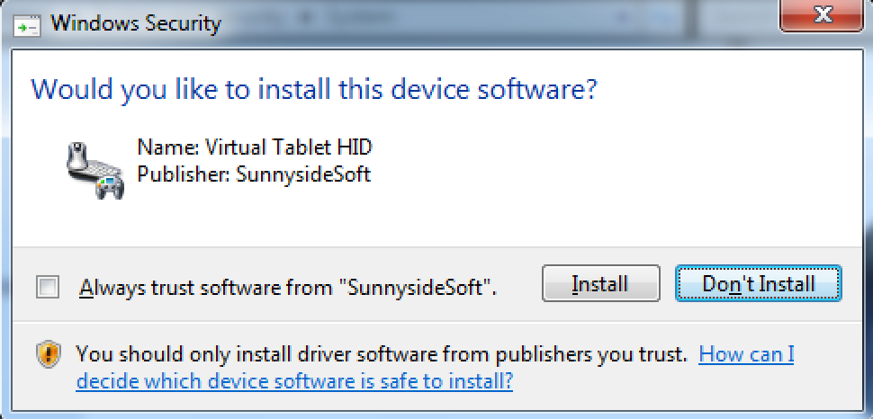 Treiberinstallationsdialog