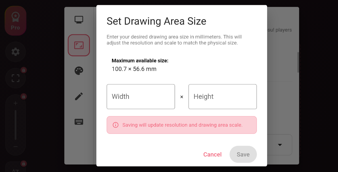 Dimensione tablet fissa in modalità esperto di osu!