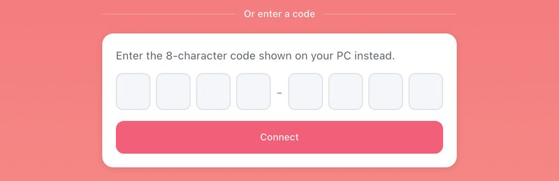 Digitazione del codice di abbinamento di 8 caratteri nell’app VirtualTablet