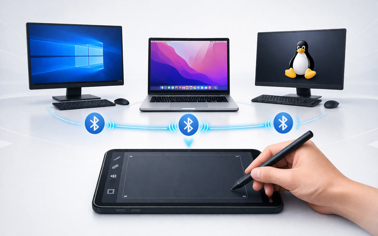 モバイルデバイスが Bluetooth で Windows、macOS、Linux に接続する VirtualTablet: Bluetooth の概要