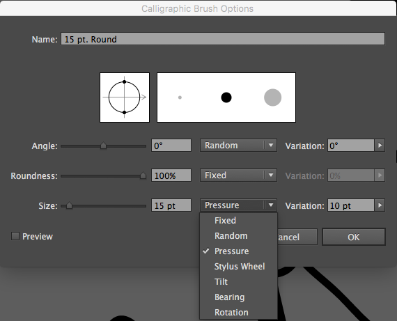 Illustrator Brush Option